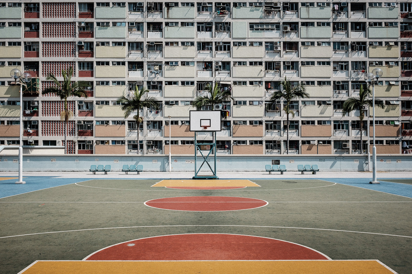 colorful basketball court in hong kong choi hung estate