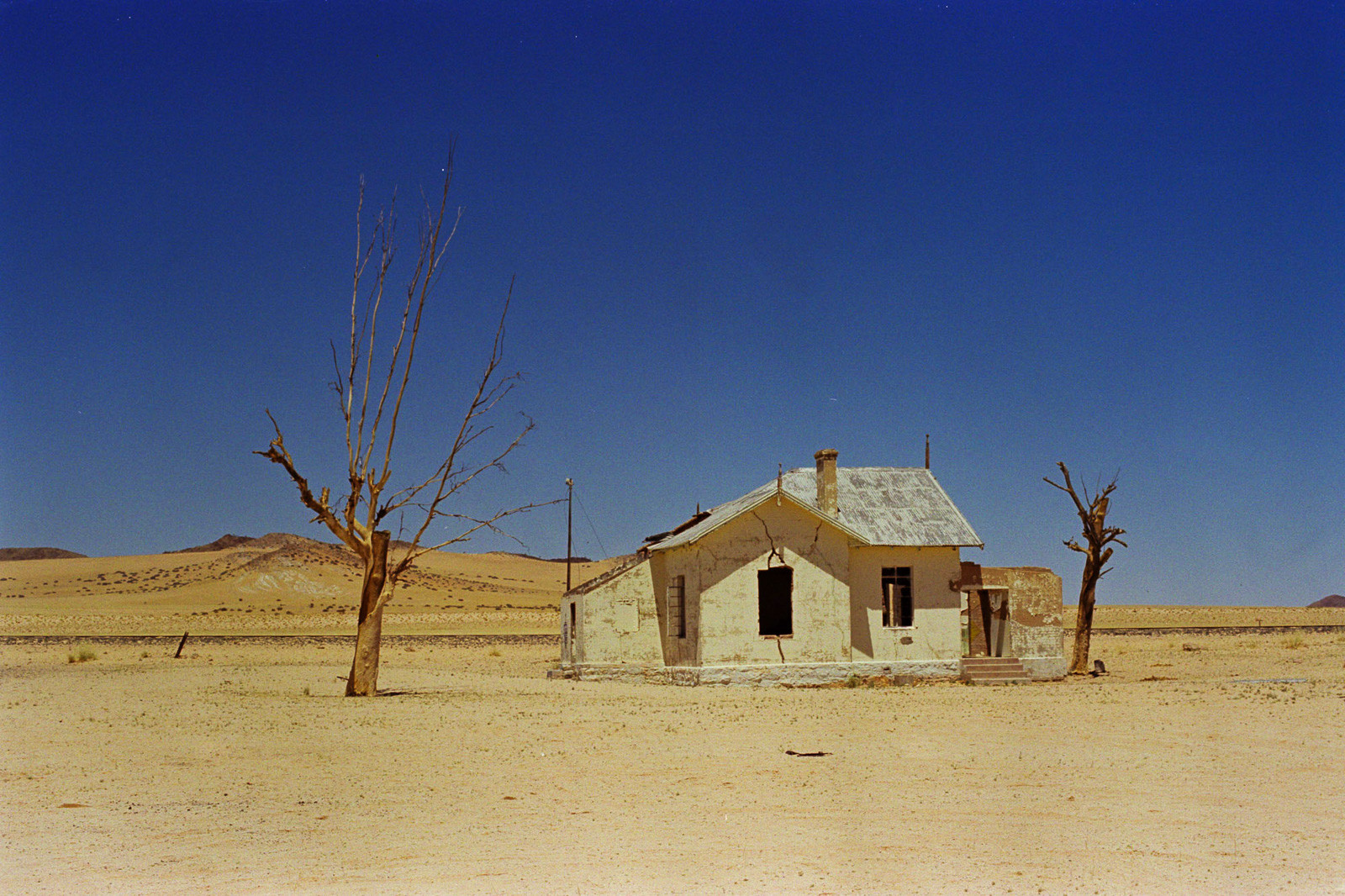 namibia abandoned train station in the desert
