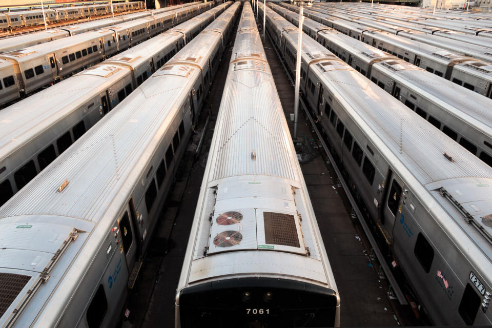 parked trains in hudson yards manhattan new york city