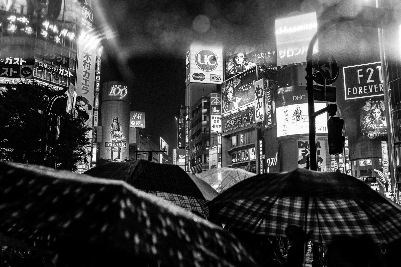 rainy mood with umbrellas at shibuya crossing tokyo